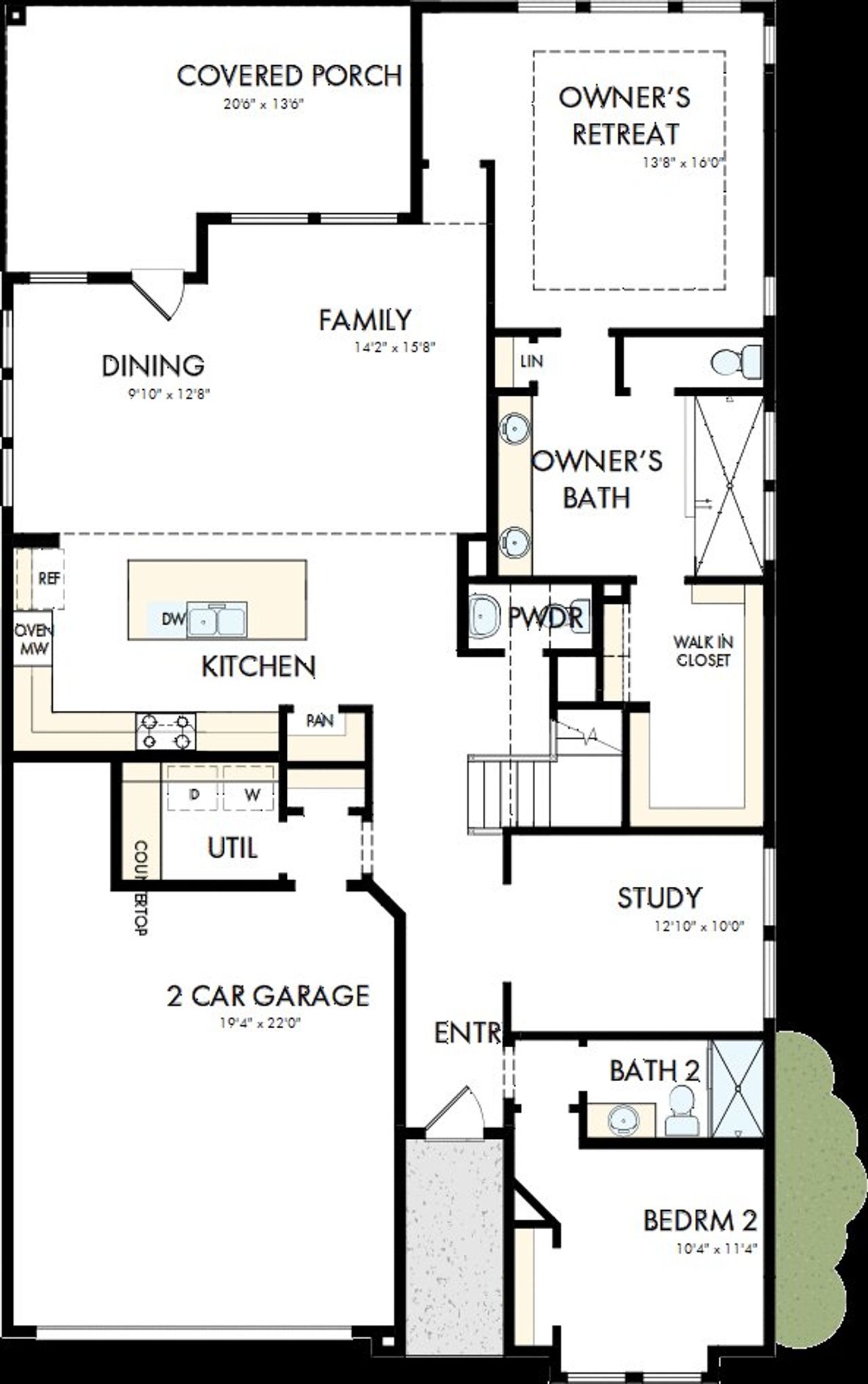 2D floor plan layout of this home in Windsong - Reserve Series, Boerne, TX (Image 2).