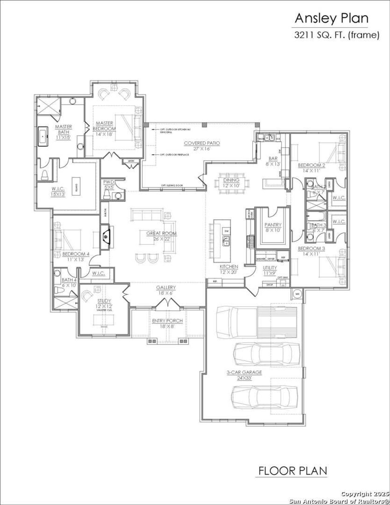 2D floor plan layout of this home in Mystic Shores, Spring Branch, TX (Image 2).