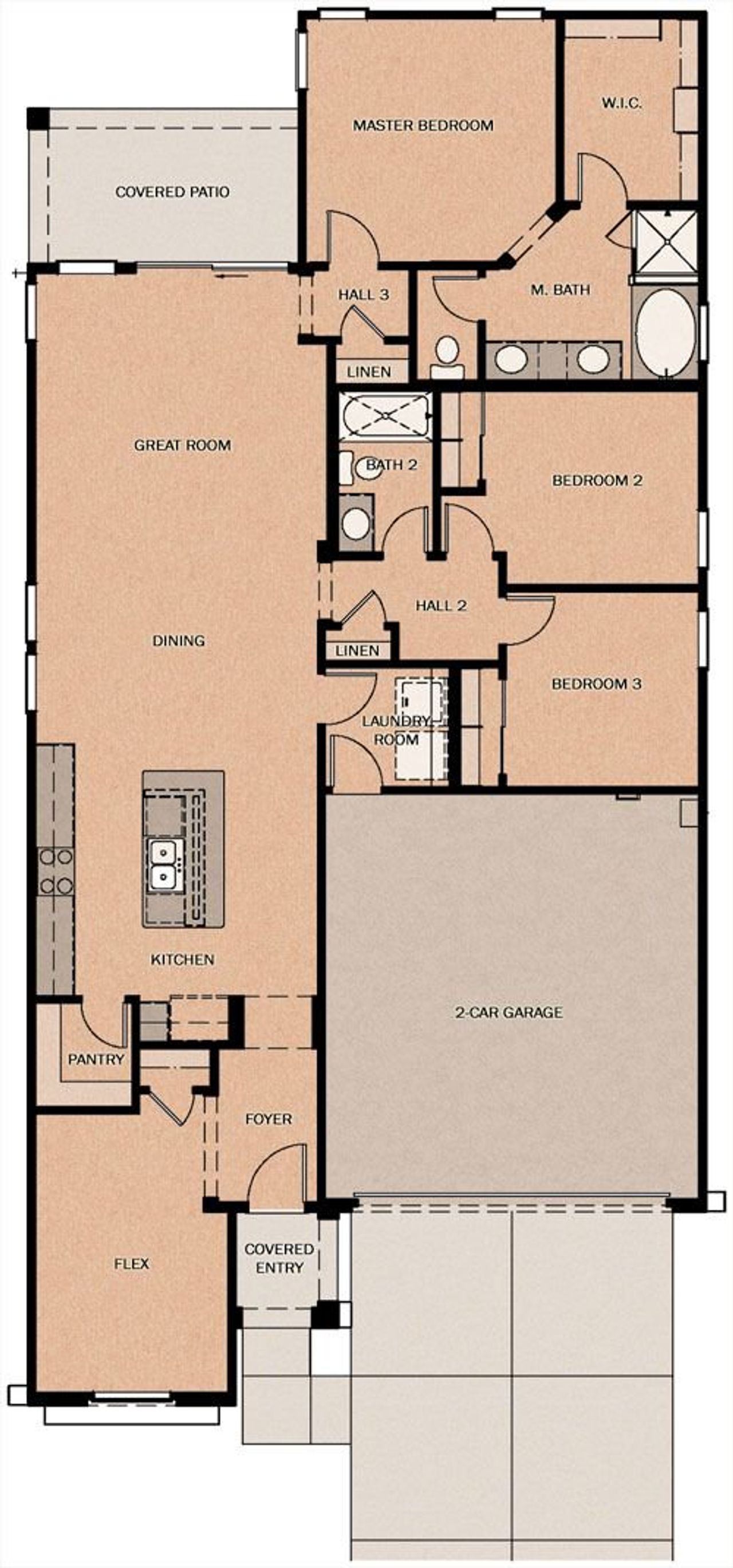 2D floor plan layout of this home in Redwood Valley at Acclaim, Avondale, AZ (Image 2).