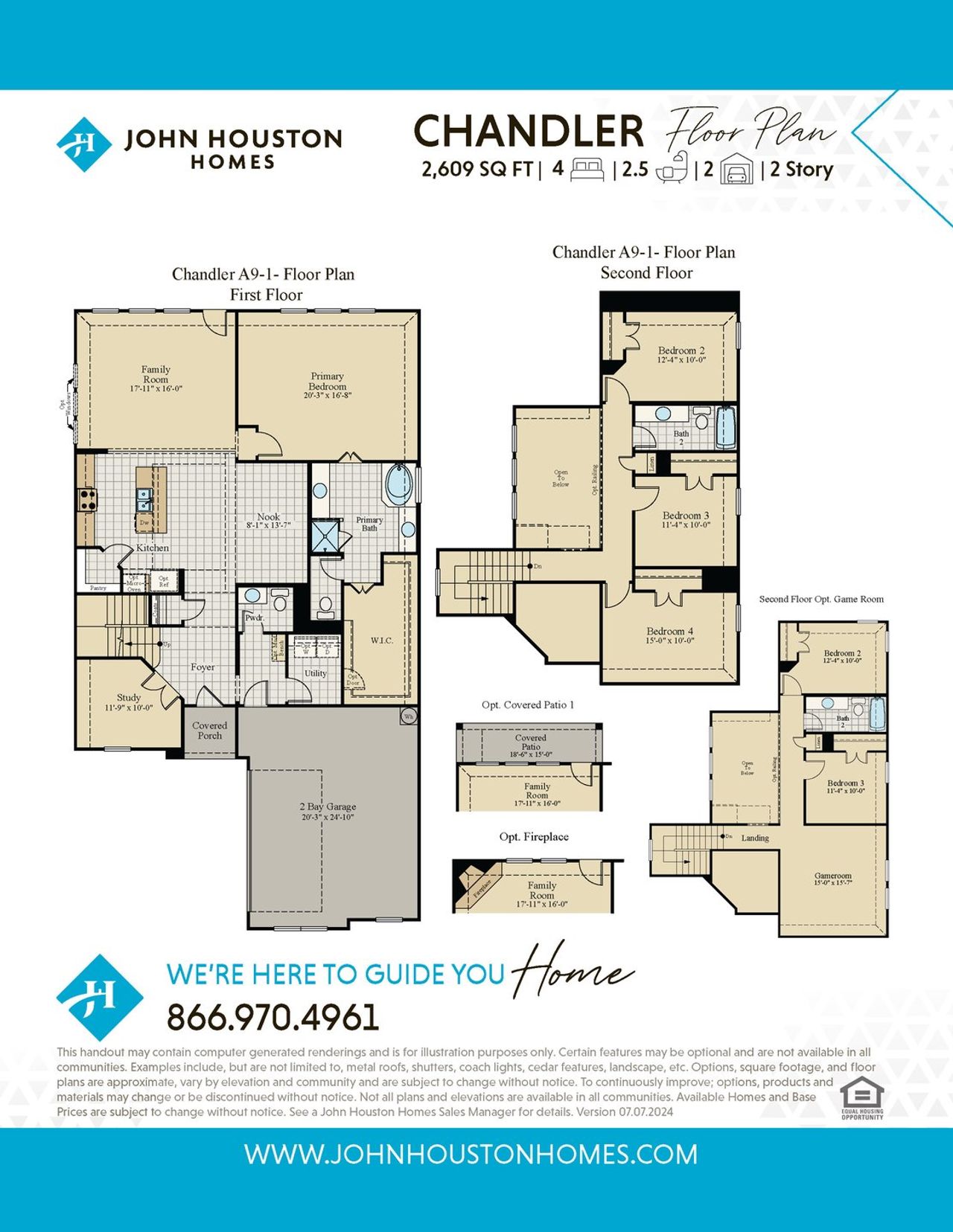 2D floor plan layout for the Chandler by John Houston Homes in Vista Point - Phase 1, Grandview, TX (Image 2).