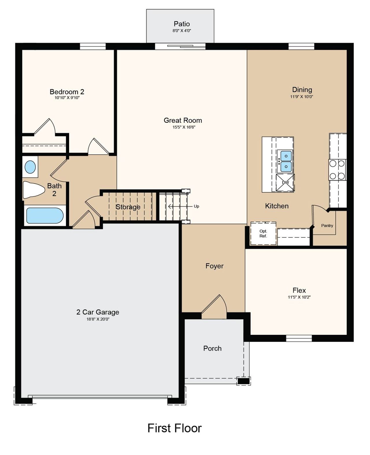 2D floor plan layout of this home in Solena, North Fort Myers, FL (Image 2).