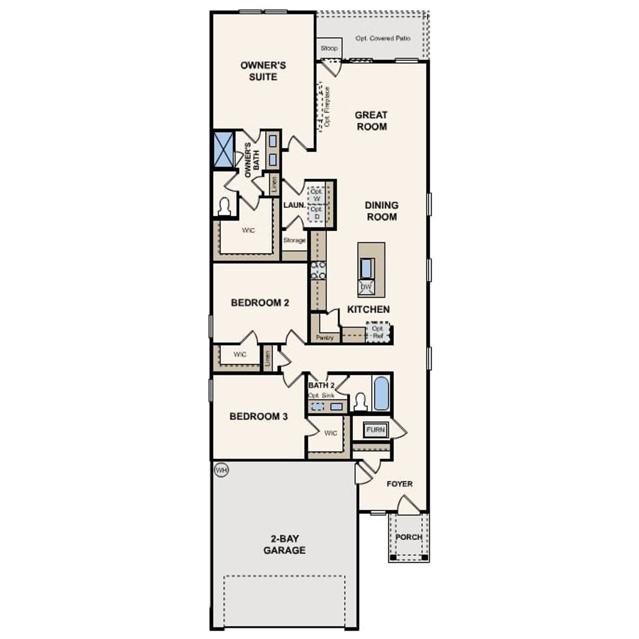 2D floor plan layout for the Laurel 2 by Century Communities in Stallion Run, Buda, TX (Image 2). 2D floor plan layout for the Laurel 2 by Century Communities in Stallion Run, Buda, TX (Image 2).