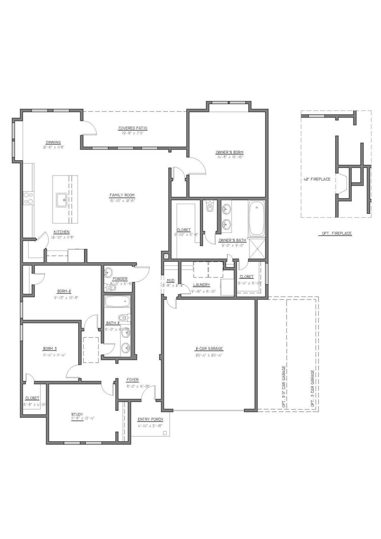 2D floor plan layout for the The Blue Jay by RED GABLE HOMES in The Gables At Tioga, Tioga, TX (Image 2).