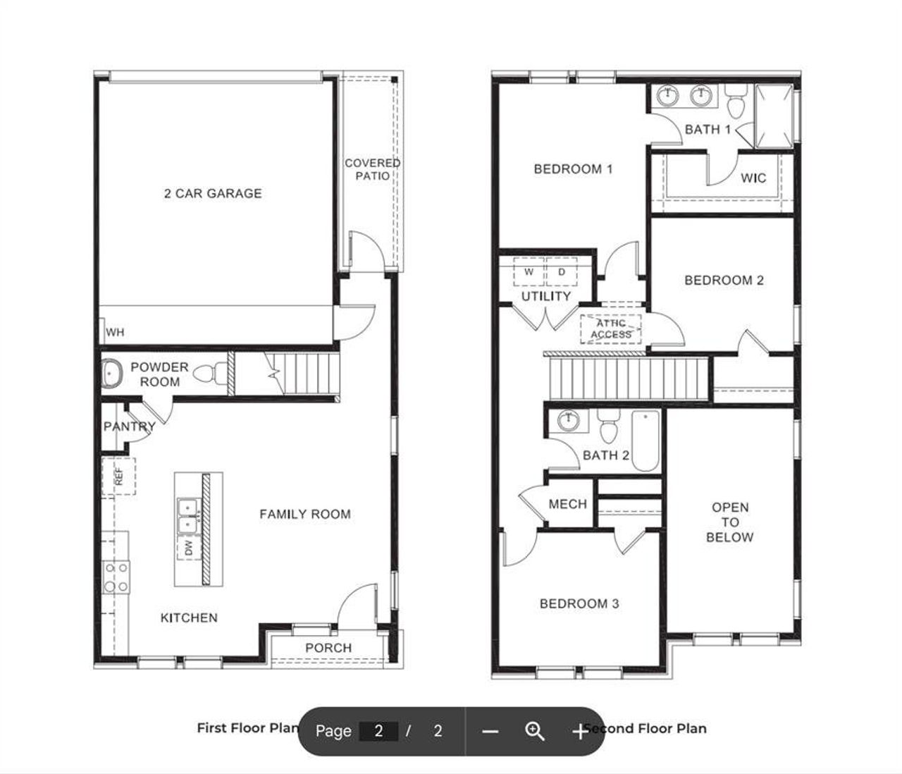 2D floor plan layout of this home in Mustang Square, Plano, TX (Image 2).