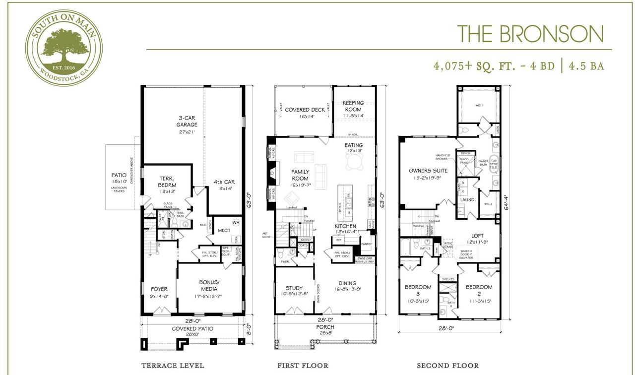 2D floor plan layout for the The Bronson by JW Collection in South On Main, Woodstock, GA (Image 2).
