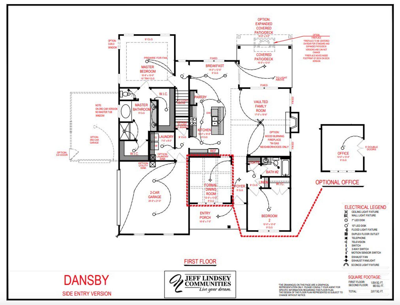 2D floor plan layout for the Dansby A by Jeff Lindsey Communities in Belle Hall, Newnan, GA (Image 2).