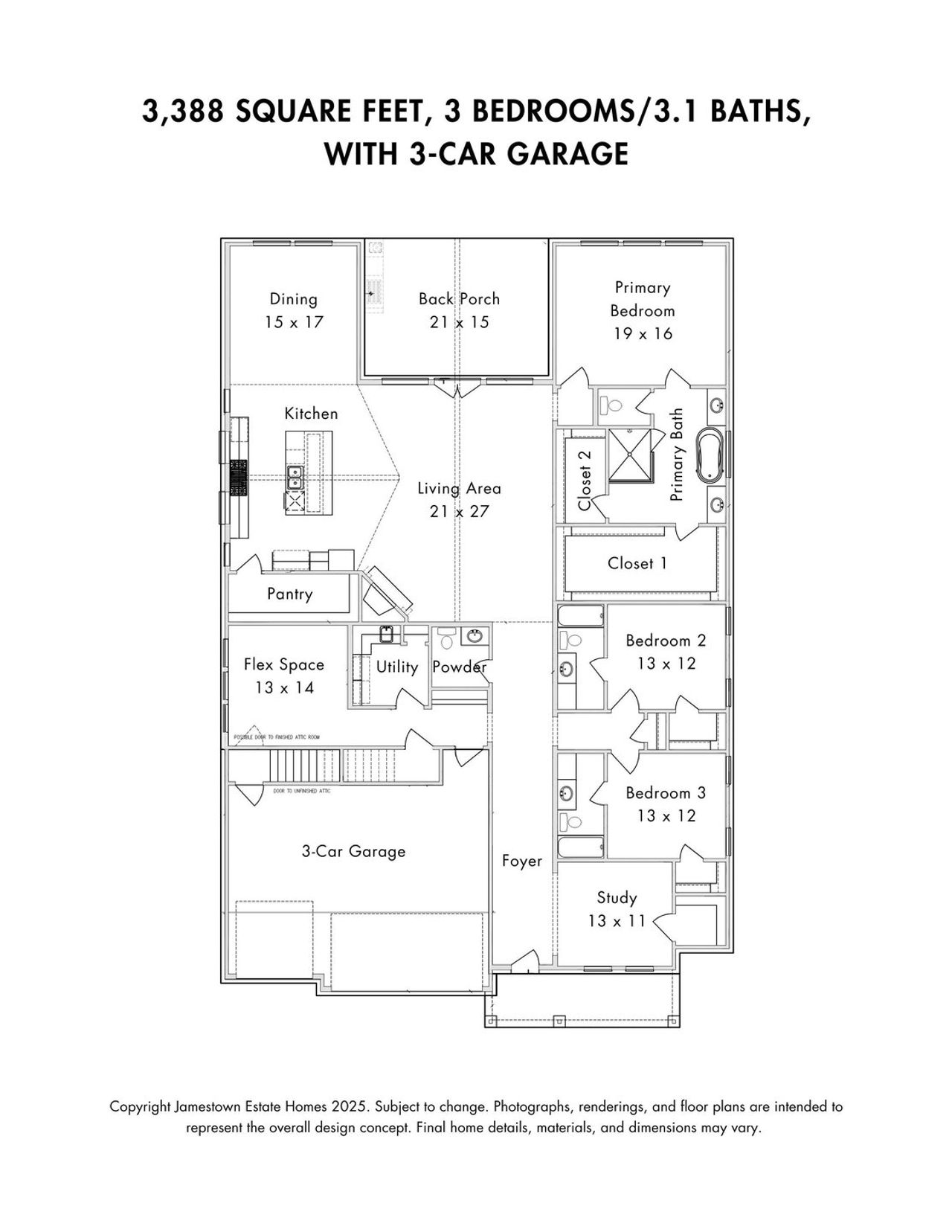 2D floor plan layout of this home in Chambers Creek, Willis, TX (Image 2).