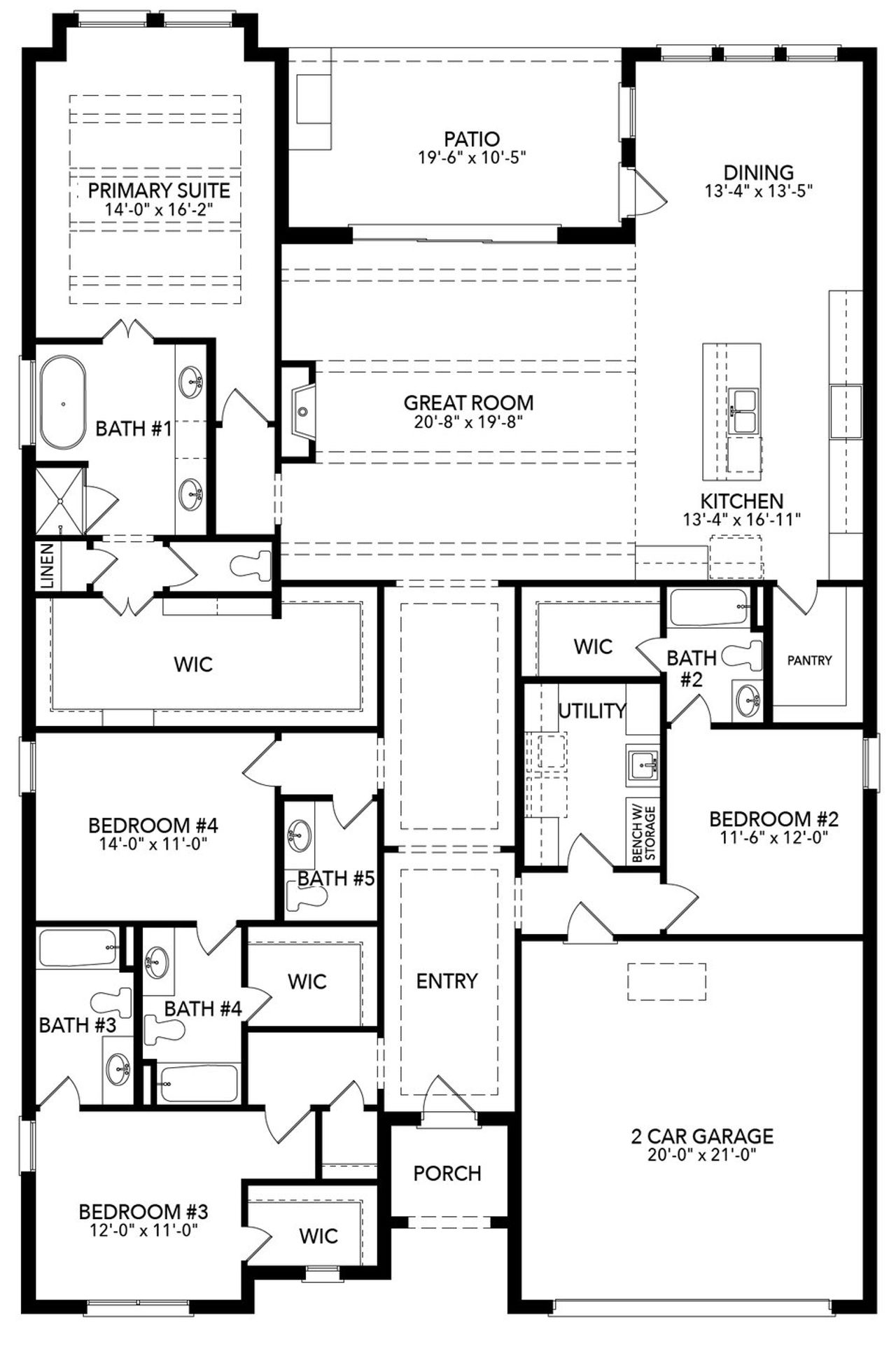 2D floor plan layout of this home in Rio Vista at Kelly Ranch, Aledo, TX (Image 2).