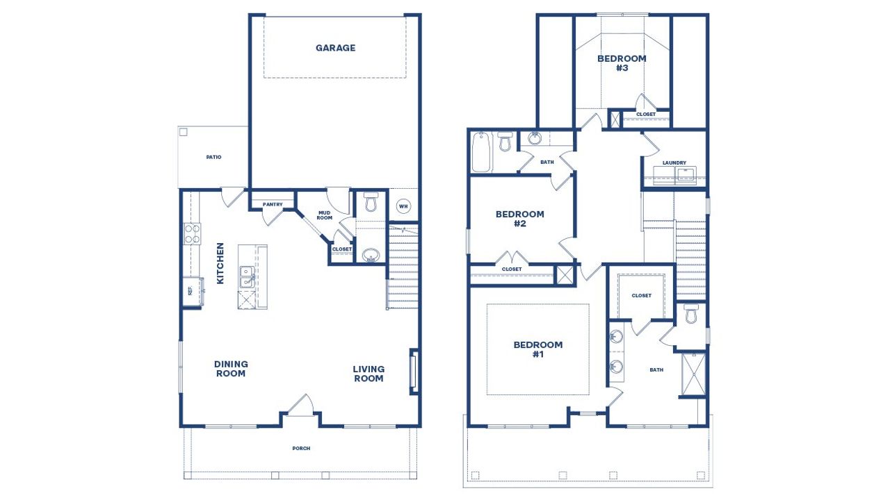 2D floor plan layout for the Ashmore by D.R. Horton in Brookland Commons, Monroe, GA (Image 2).