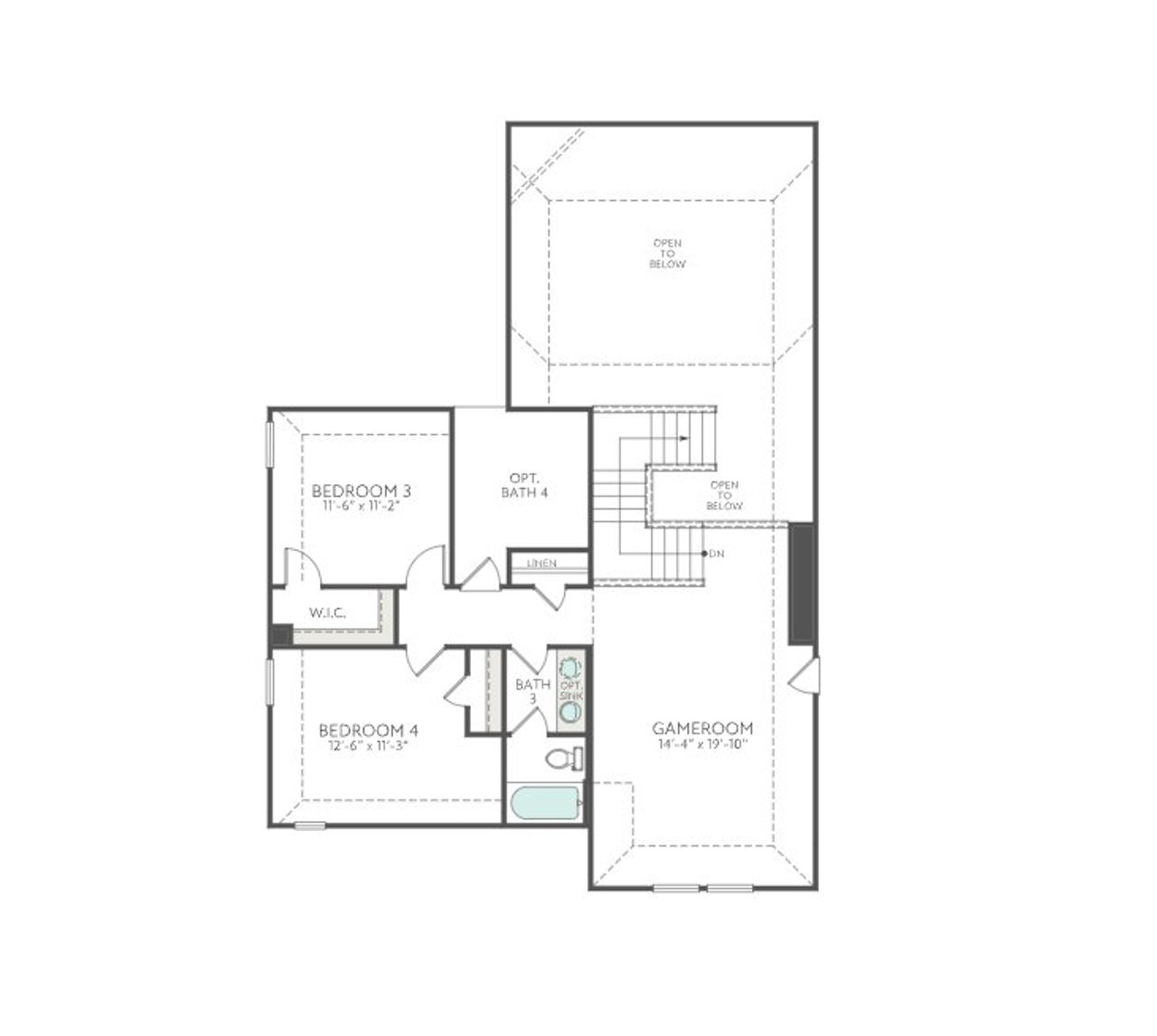 2D floor plan layout for the Ethan by Tri Pointe Homes in Painted Tree, McKinney, TX (Image 2).