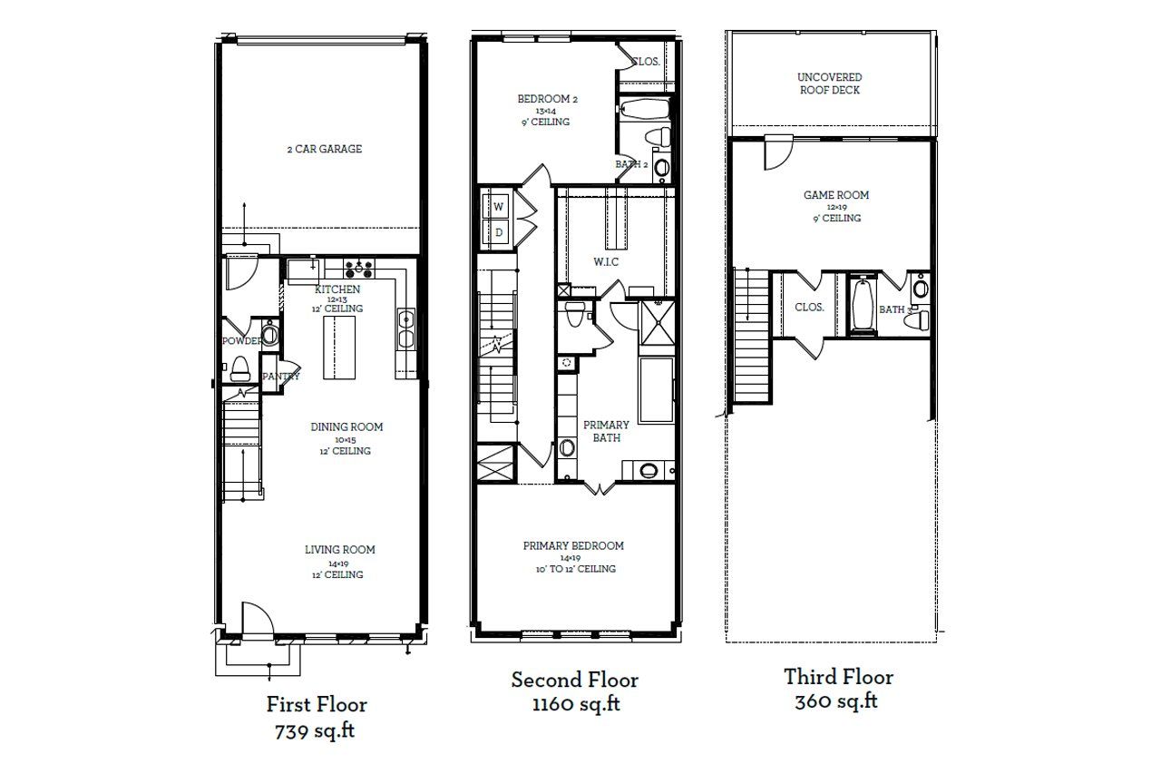 2D floor plan layout of this home in 1897 Townhomes at Downtown Plano, Plano, TX (Image 2).