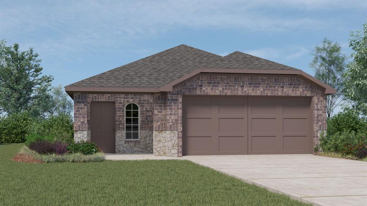 Front exterior of a new home in Cartwright Ranch, Crandall, TX, highlighting curb appeal (Image 2).