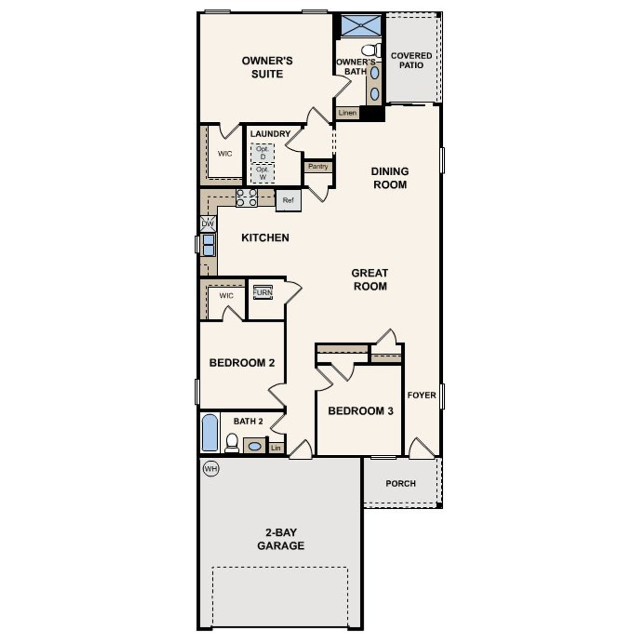 2D floor plan layout for the Hopewell by Century Complete in Kings Landing, Jacksonville, FL (Image 2).
