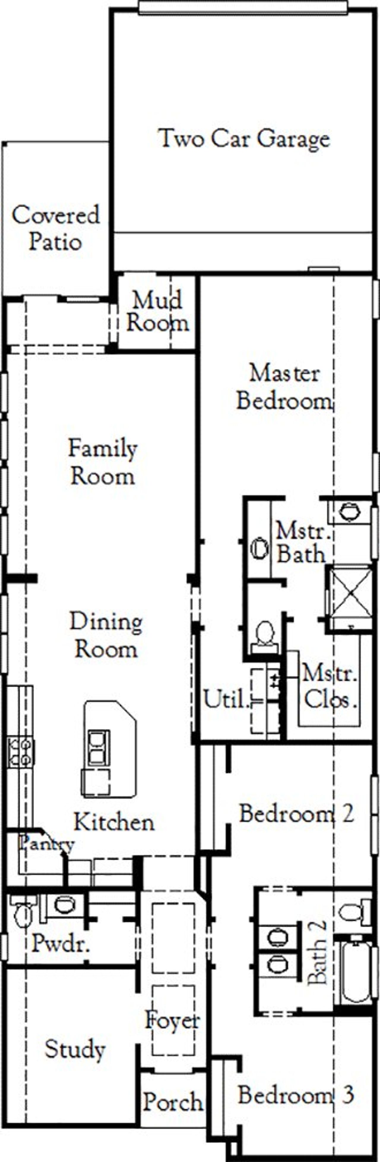 2D floor plan layout of this home in Cambridge Crossing, Celina, TX (Image 2).
