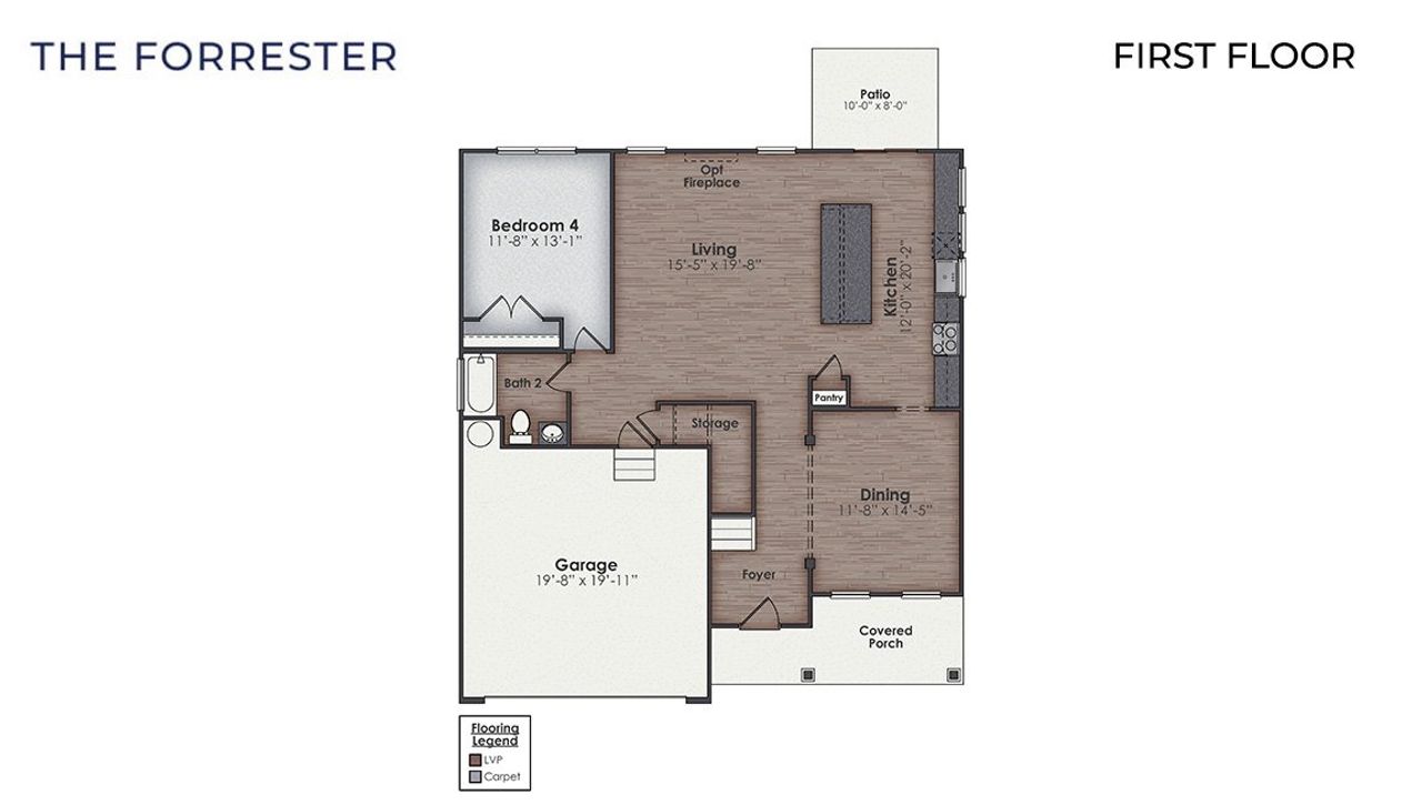 2D floor plan layout of this home in Surfside Landing, Hubert, NC (Image 2).