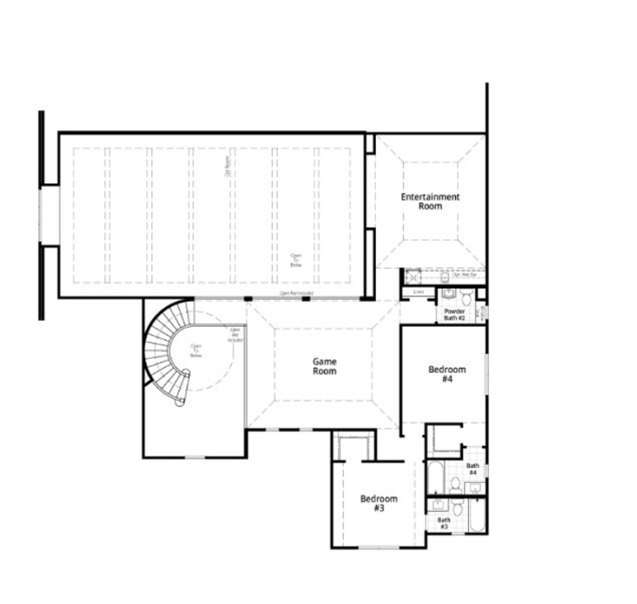 2D floor plan layout for the Mariposa by Highland Homes in Veramendi, New Braunfels, TX (Image 2).