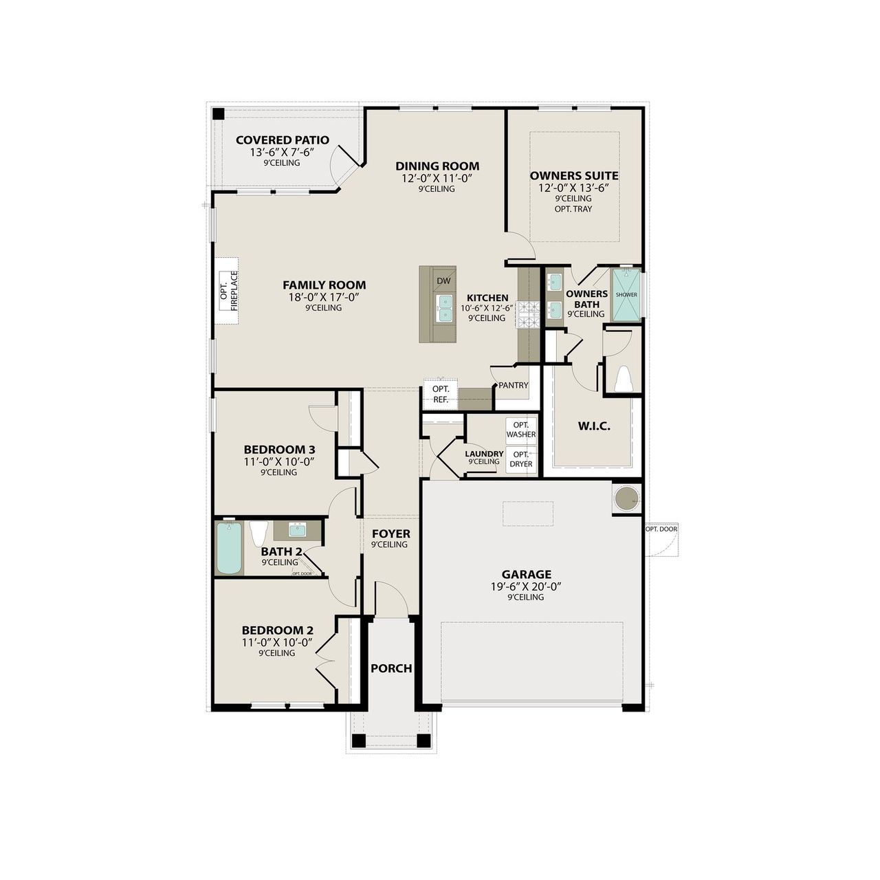 2D floor plan layout for the The Franklin D by Davidson Homes LLC in Calista Farms, White House, TN (Image 2).