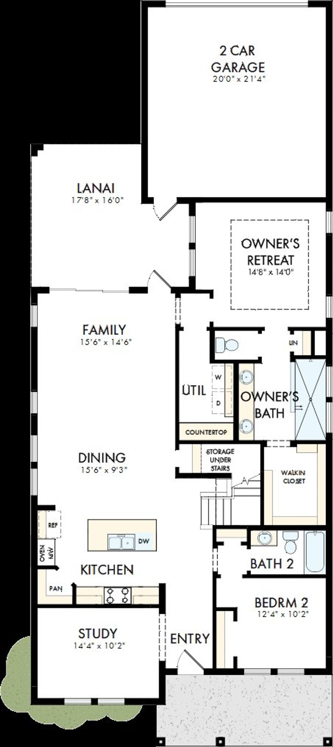2D floor plan layout of this home in SeaFlower – Bungalow Homes, Bradenton, FL (Image 2).