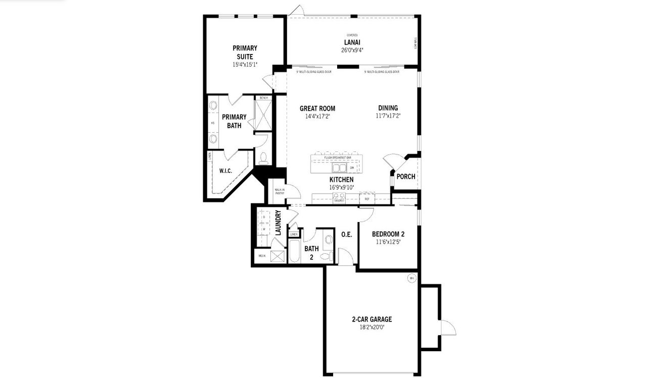 2D floor plan layout for the Radiance by Mattamy Homes in Summerlit, Naples, FL (Image 2).