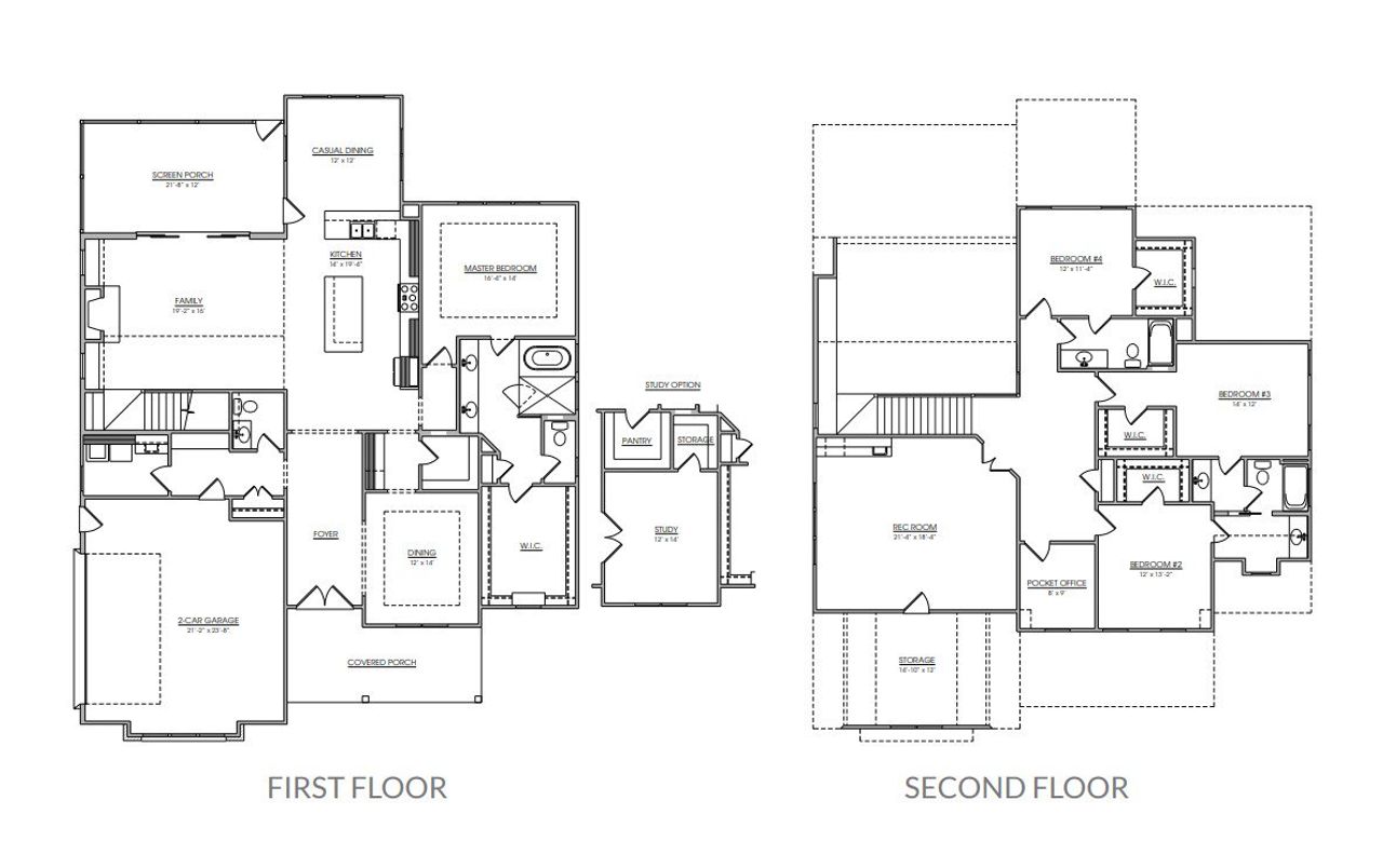 2D floor plan layout for the The Sierra by Ken Harvey Homes in Carriage Farms, Raleigh, NC (Image 2).