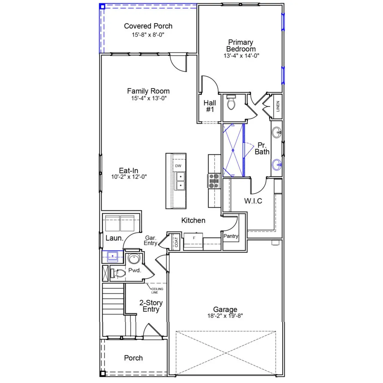 2D floor plan layout of this home in Landmark Commons, Boiling Springs, SC (Image 2).