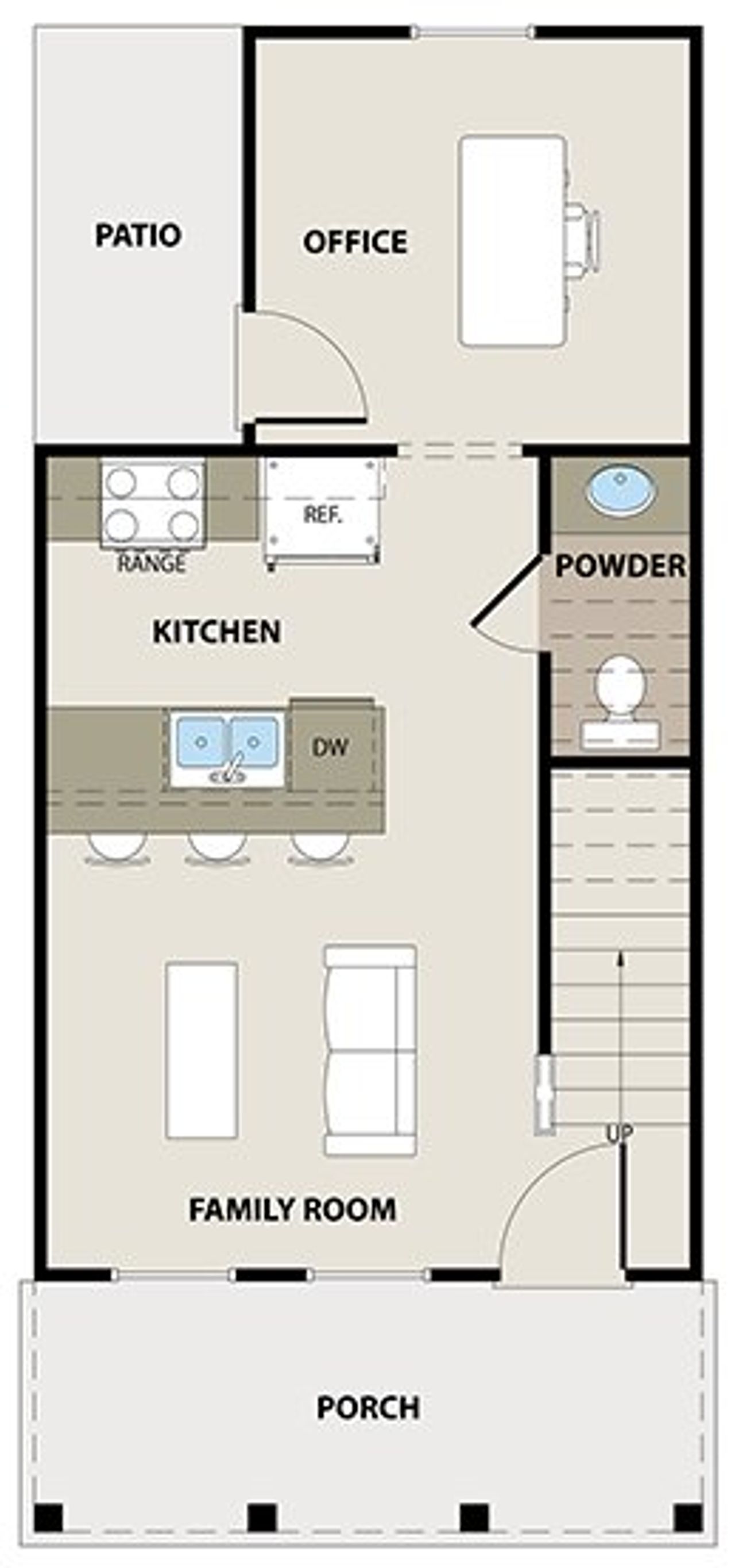 2D floor plan layout for the Louie by Peachtree Building Group in The Cottages at East Lanier, Fayetteville, GA (Image 2).