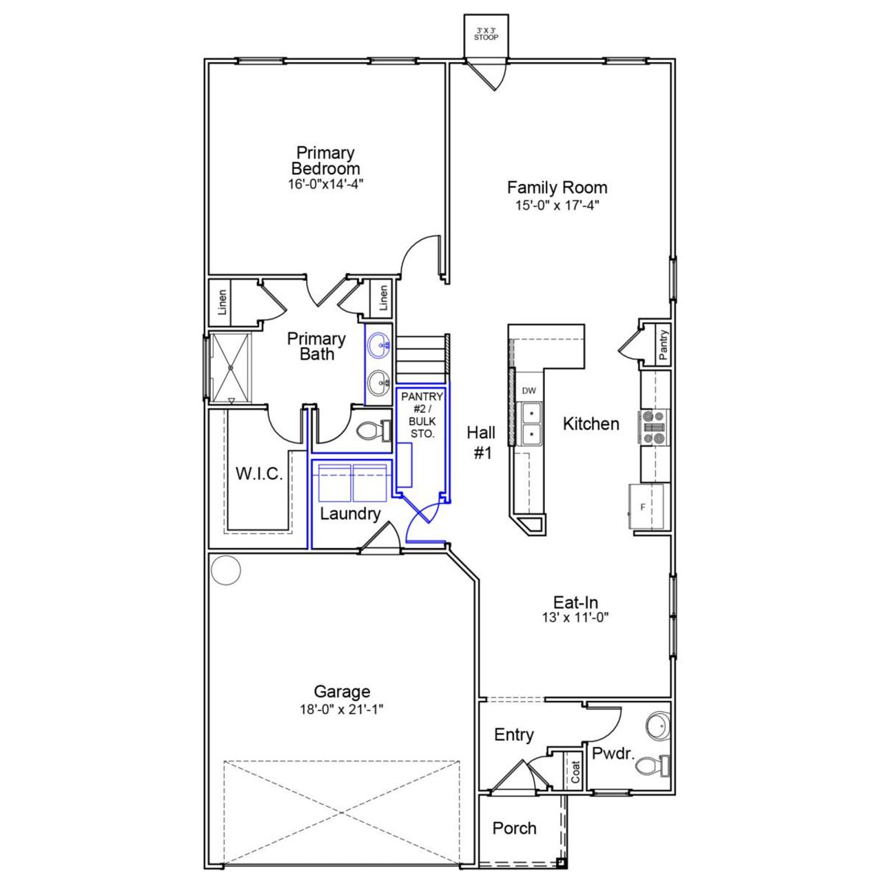 2D floor plan layout of this home in Killians Crossing, Blythewood, SC (Image 2).