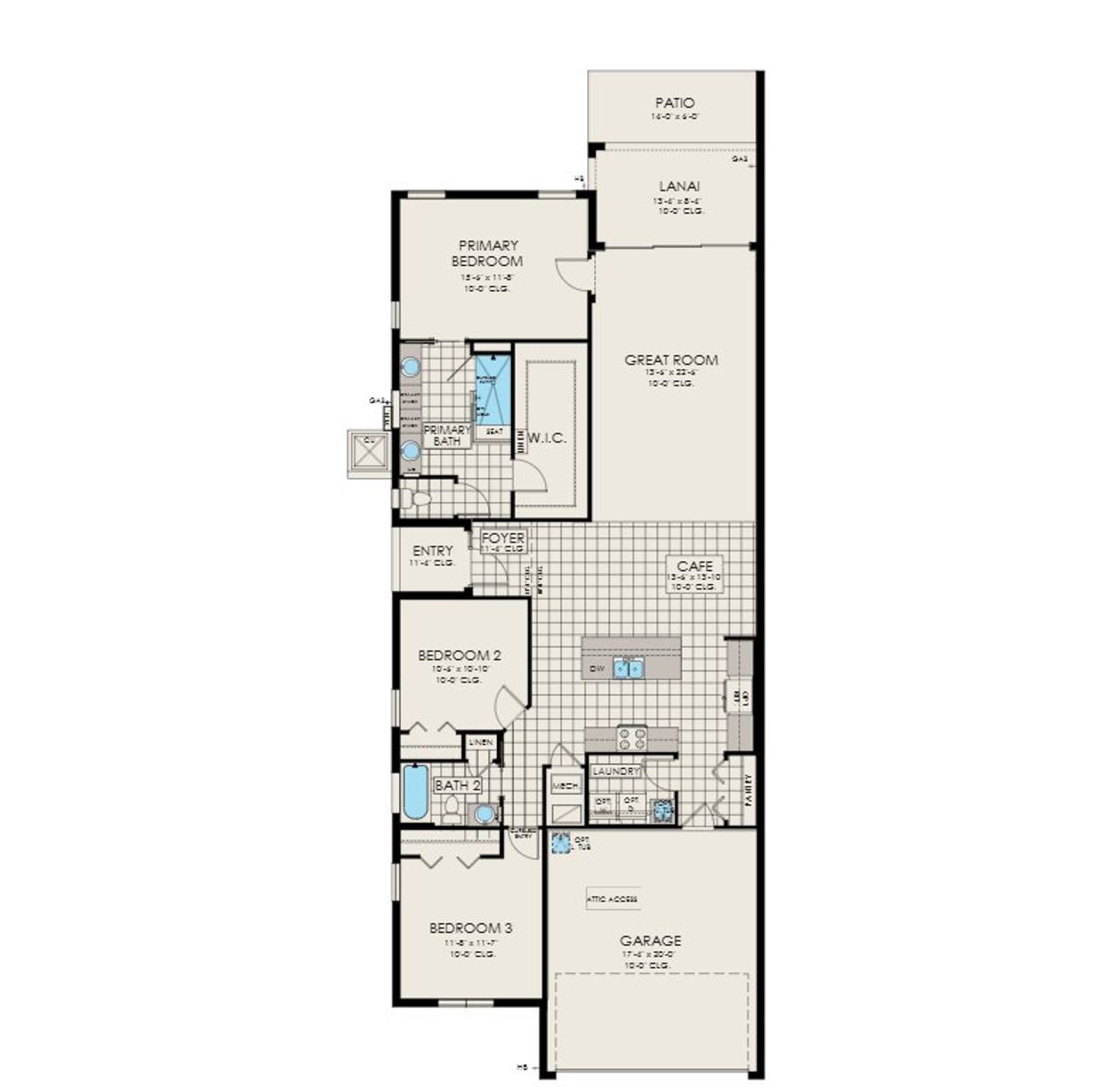2D floor plan layout for the Lilac by Viera Builders in Pangea Park, Viera West, FL (Image 2). 2D floor plan layout for the Lilac by Viera Builders in Pangea Park, Viera West, FL (Image 2).