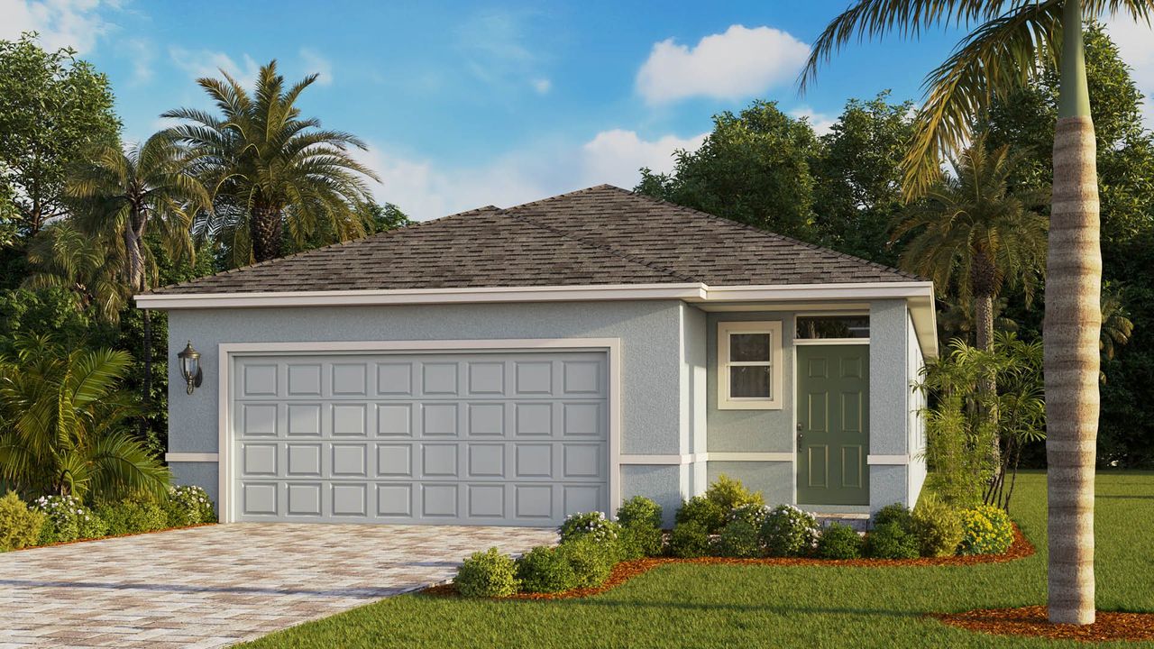 Representative exterior photo of a completed home built from the Harper by D.R. Horton in Cypress Bay West, Palm Bay, FL (Image 2). Representative exterior photo of a completed home built from the Harper by D.R. Horton in Cypress Bay West, Palm Bay, FL (Image 2).