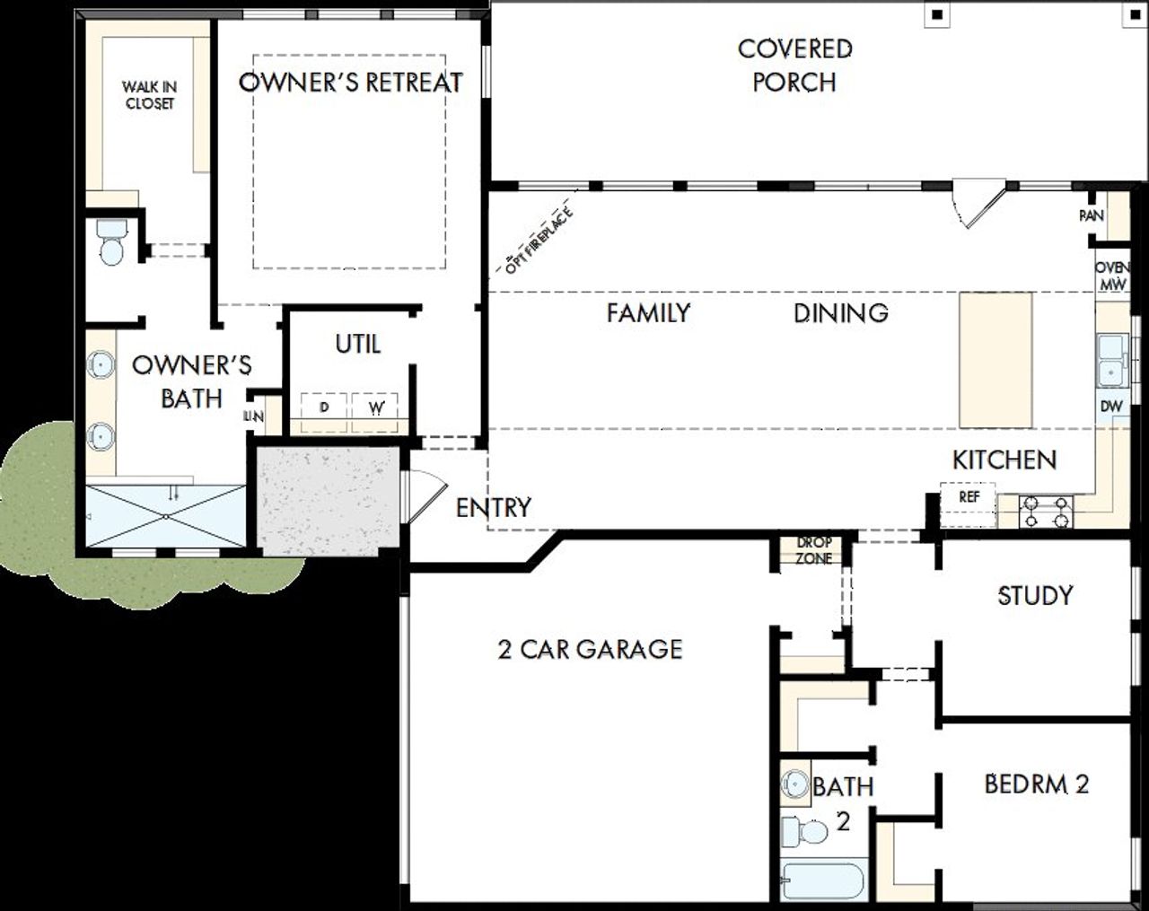 2D floor plan layout of this home in Elements at Viridian - Garden Series, Arlington, TX (Image 2).