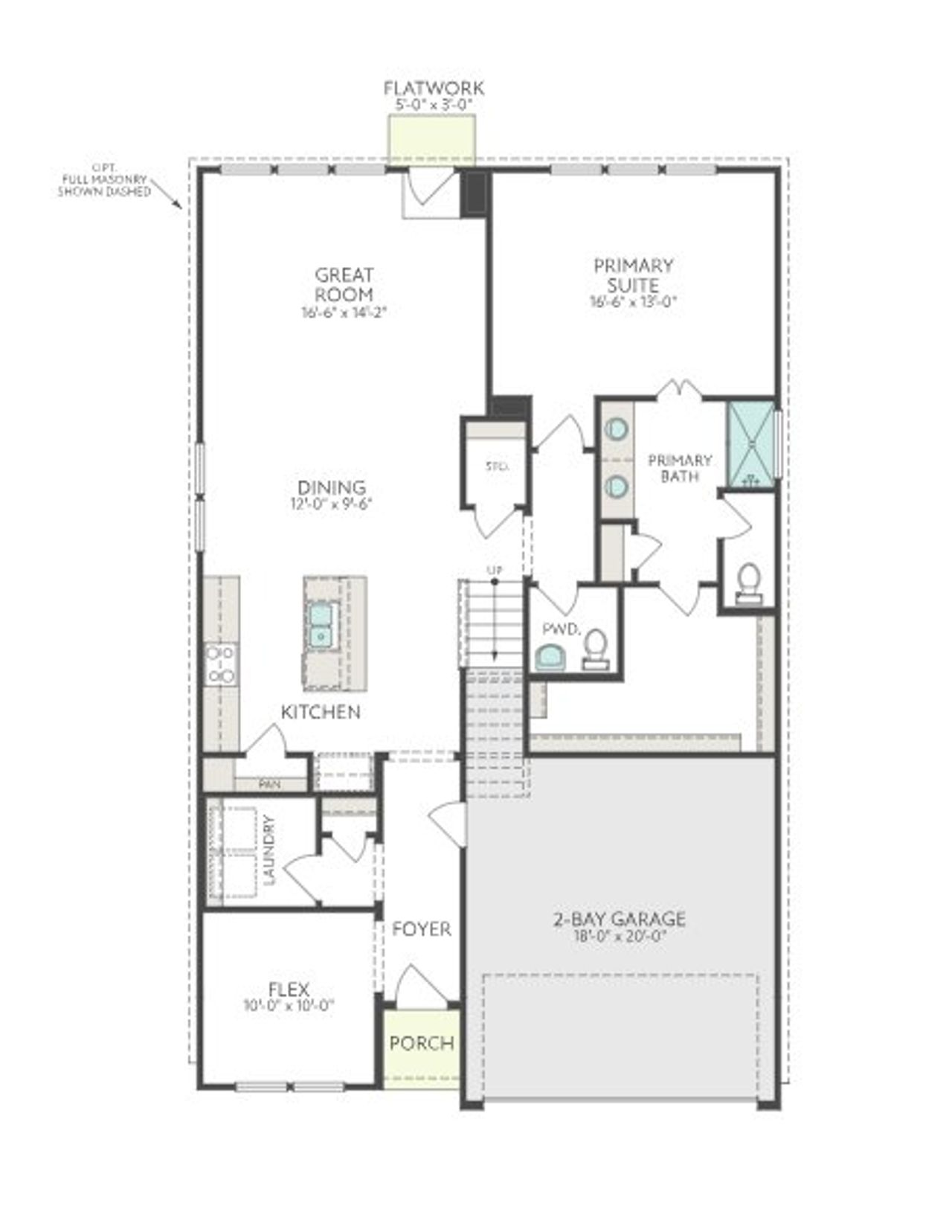 2D floor plan layout for the Daisy by Tri Pointe Homes in Mason Woods, Cypress, TX (Image 2).
