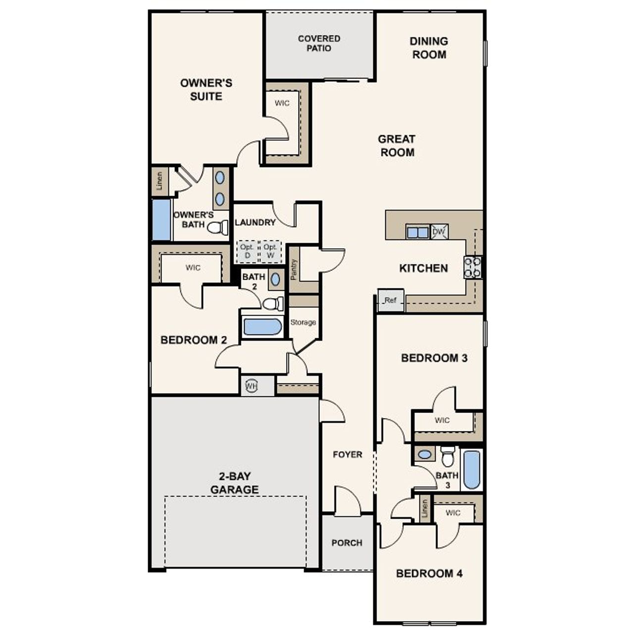 2D floor plan layout of this home in Cross Creek Ranch, Coolidge, AZ (Image 2).