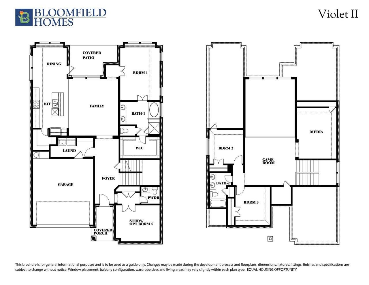 2D floor plan layout for the Violet II by Bloomfield Homes in The Oaks, Red Oak, TX (Image 2). 2D floor plan layout for the Violet II by Bloomfield Homes in The Oaks, Red Oak, TX (Image 2).