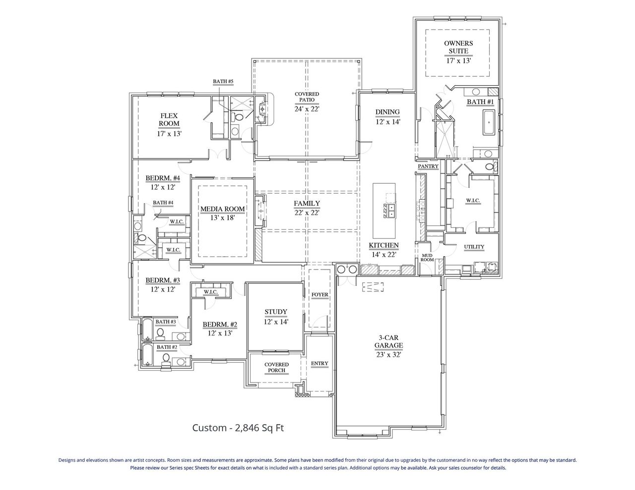 2D floor plan layout for the Custom 4039 by Our Country Homes in Enchanted Creek, Lucas, TX (Image 2).