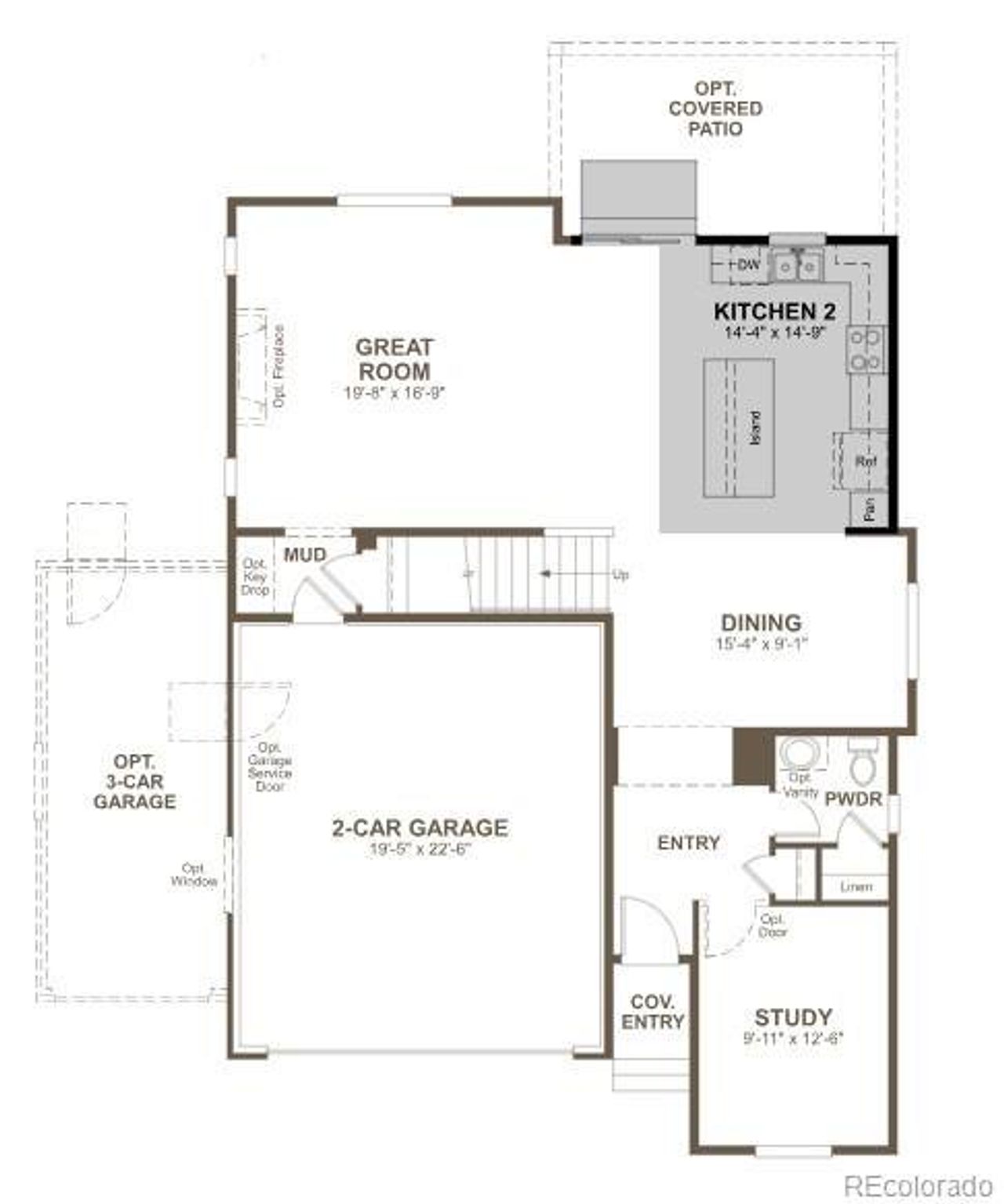 2D floor plan layout of this home in Crossway at Second Creek, Commerce City, CO (Image 2).