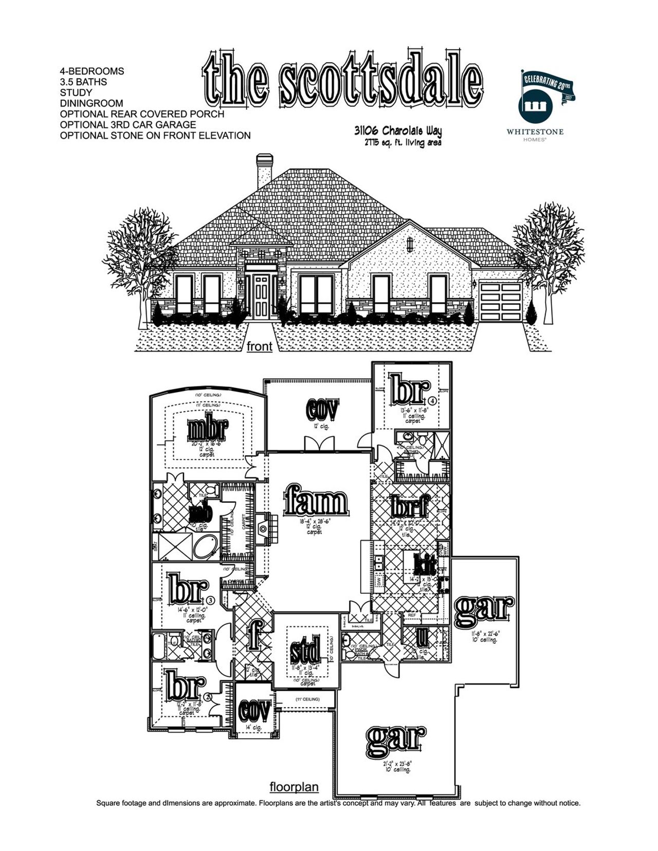 2D floor plan layout of this home in Johnson Ranch, Bulverde, TX (Image 2).