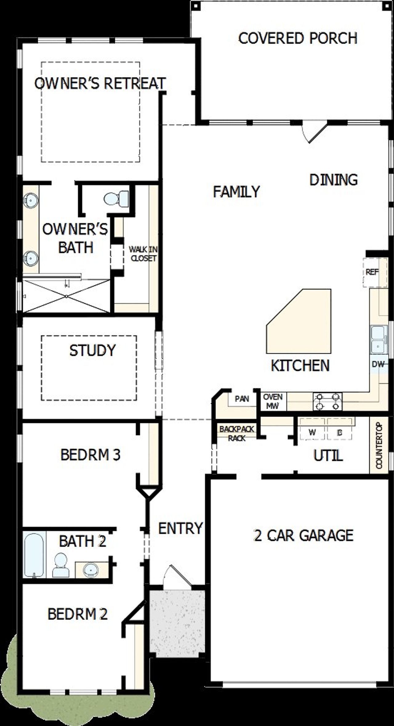 2D floor plan layout of this home in Tavolo Park Cottages, Fort Worth, TX (Image 2).