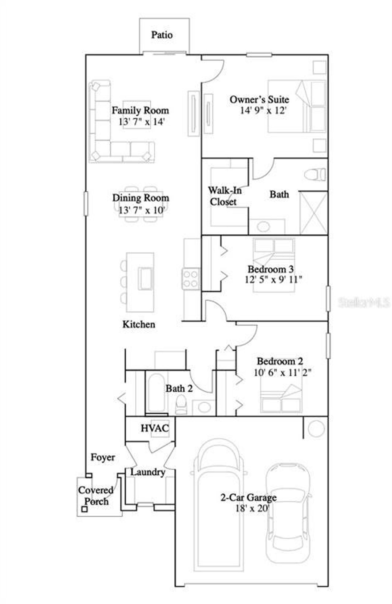 2D floor plan layout of this home in Heath Preserve, Ocala, FL (Image 2).