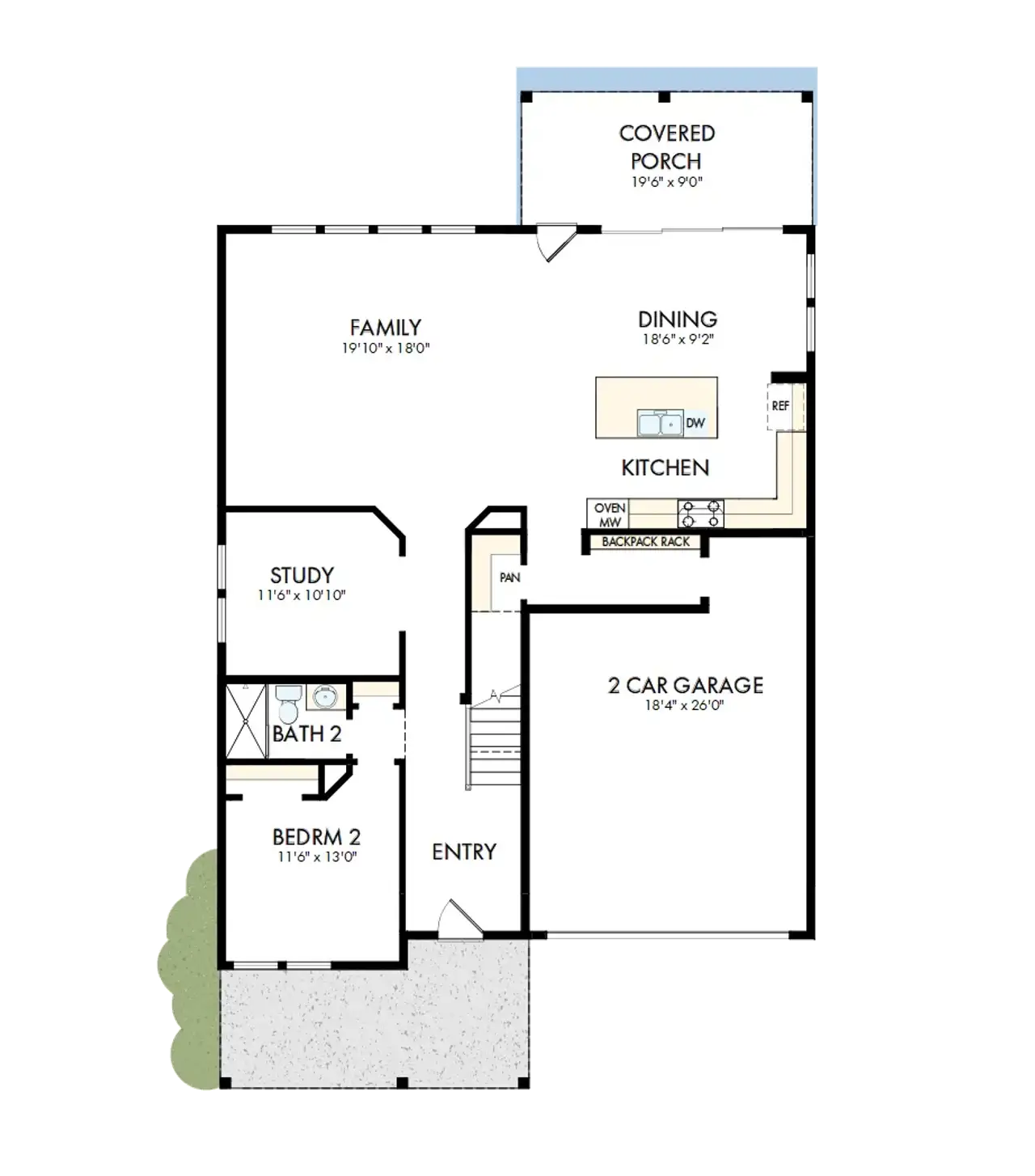 2D floor plan layout of this home in The River District – Excursion Collection, Charlotte, NC (Image 2).