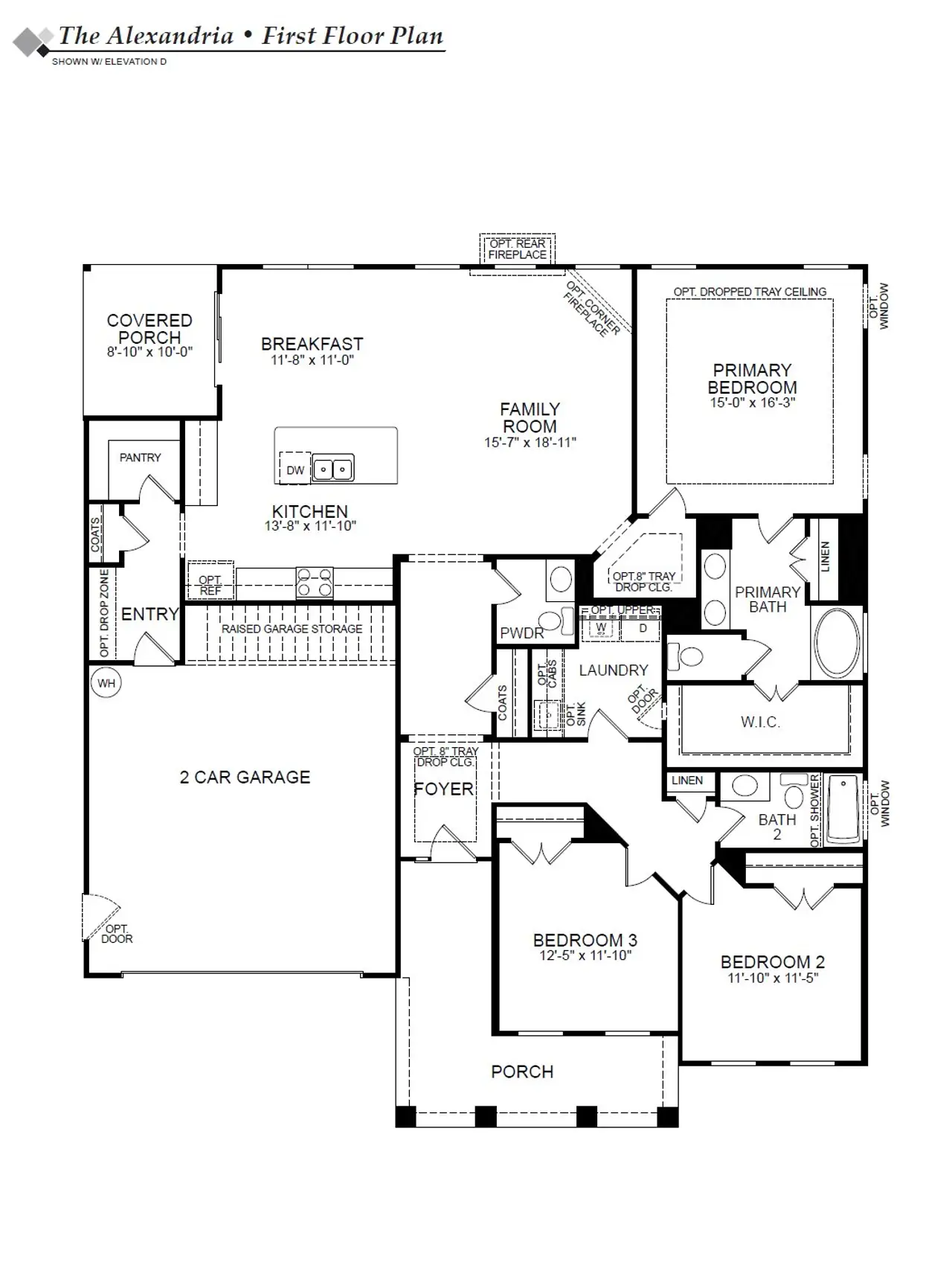 2D floor plan layout of this home in The Enclave at French Quarter Creek, Huger, SC (Image 2).
