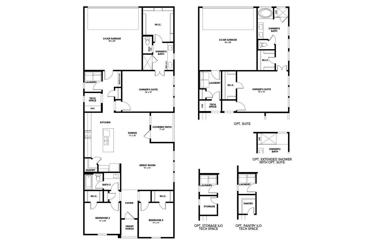 2D floor plan layout of this home in Creeks Crossing, Elgin, TX (Image 2).