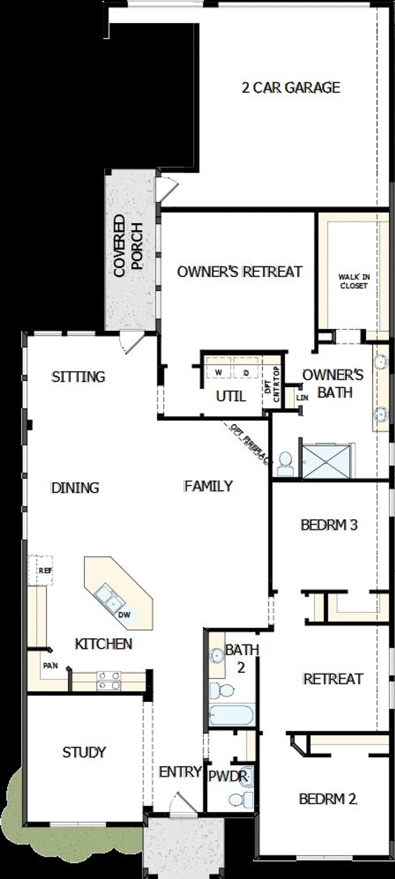 2D floor plan layout of this home in Talia – Garden Series, Mesquite, TX (Image 2).