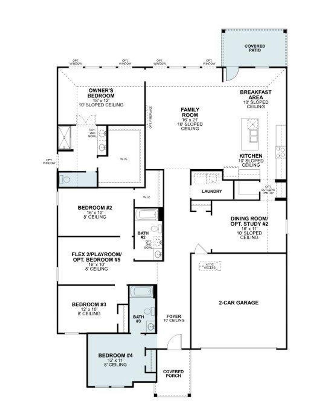2D floor plan layout of this home in Kings Way, Denton, TX (Image 2).