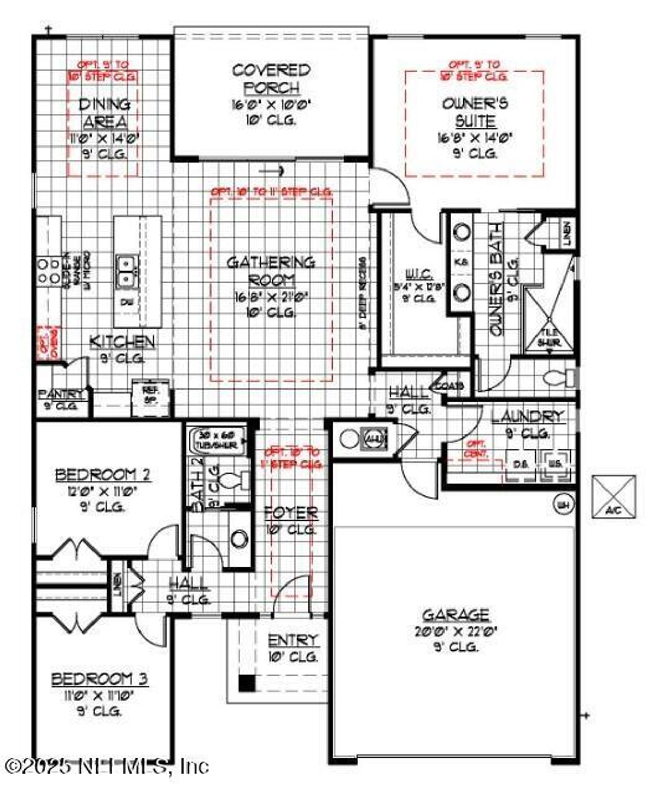 2D floor plan layout of this home in Sandy Ridge, Yulee, FL (Image 2).