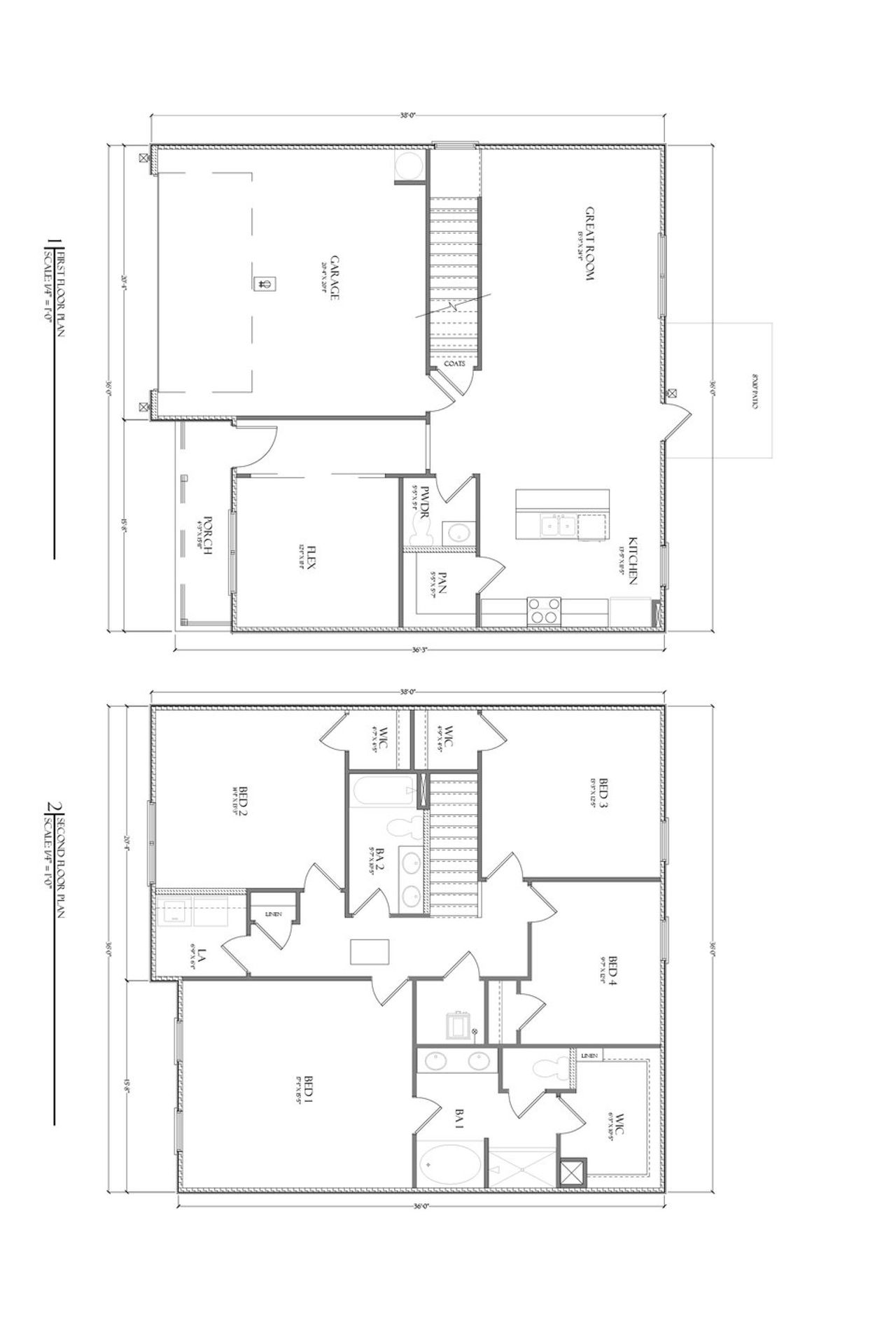 2D floor plan layout for the The Penwell by D.R. Horton in Hodges Bayou Plantation, Panama City, FL (Image 2).