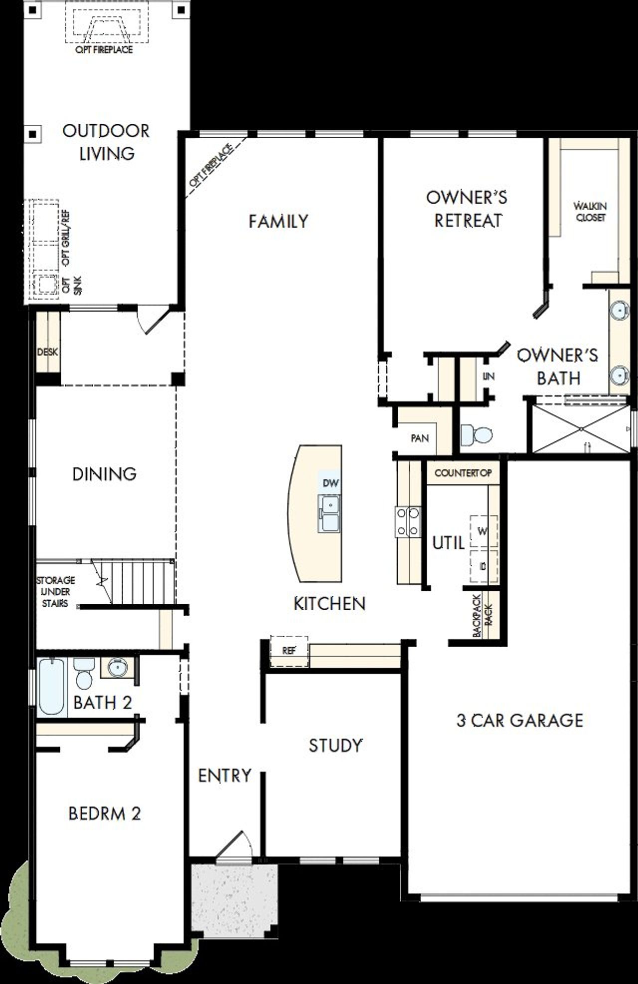 2D floor plan layout of this home in The Woodlands Hills - Summit Collection, Willis, TX (Image 2).