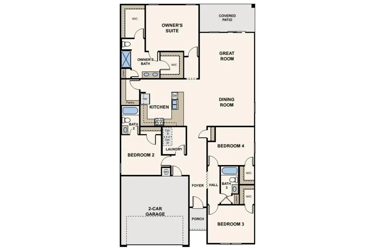 2D floor plan layout of this home in Rincon Grove at Rocking K, Vail, AZ (Image 2). 2D floor plan layout of this home in Rincon Grove at Rocking K, Vail, AZ (Image 2).