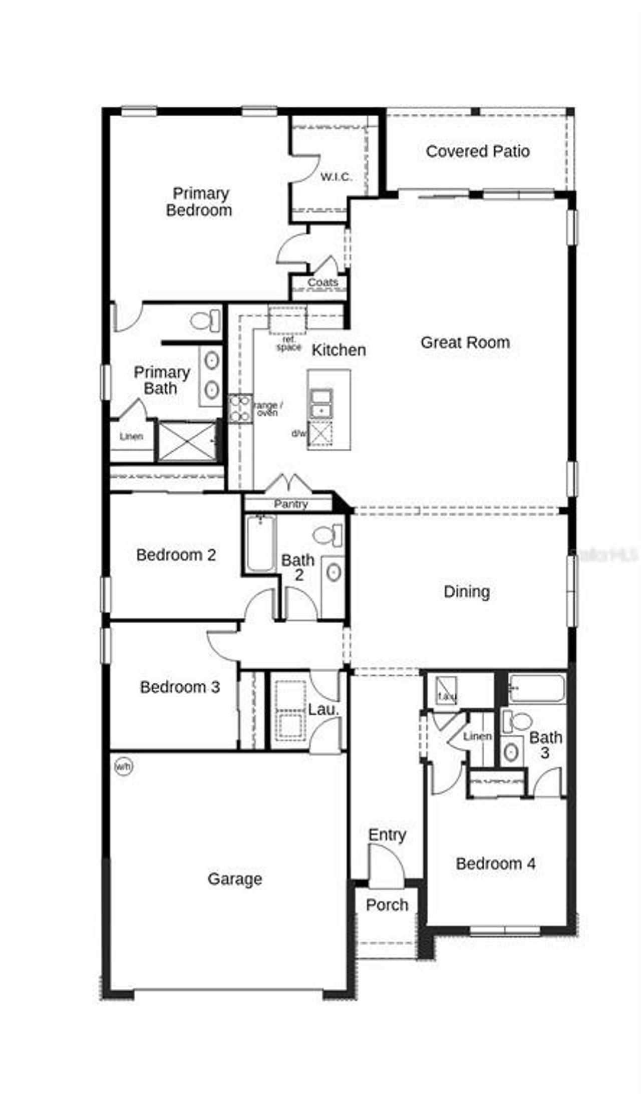 2D floor plan layout of this home in Sawgrass Lakes II, Parrish, FL (Image 2).