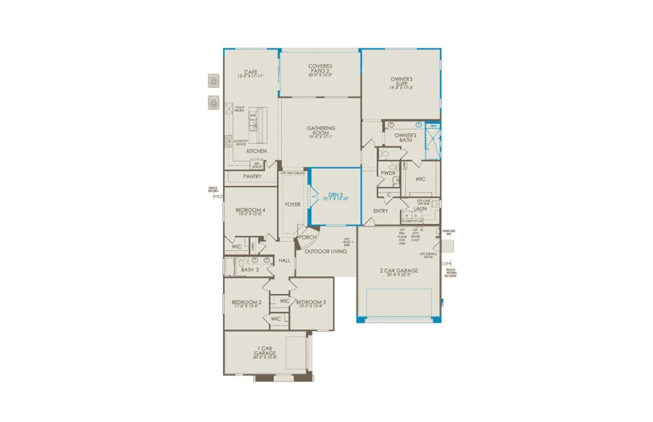 2D floor plan layout of this home in Vistoso Canyon Estates, Oro Valley, AZ (Image 2).