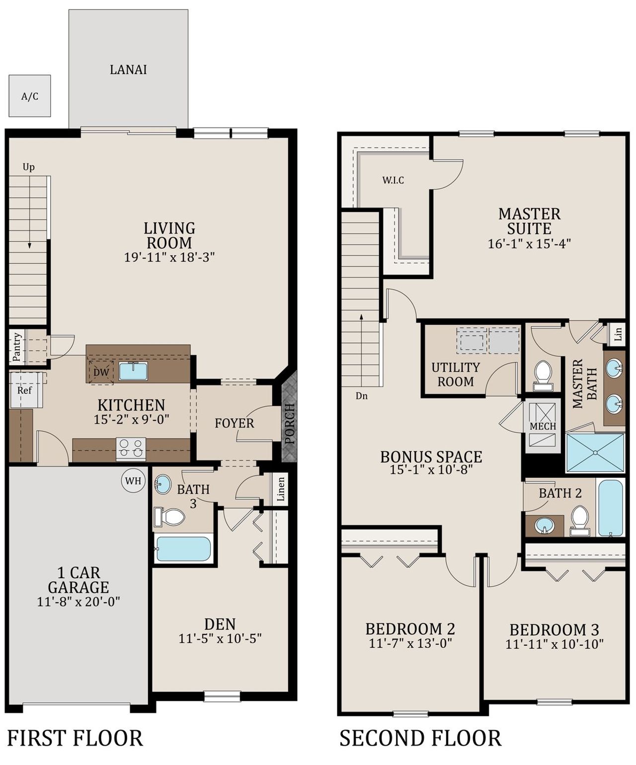 2D floor plan layout for the The Estero by Sunrise Homes in Hidden Nest, Plant City, FL (Image 2).